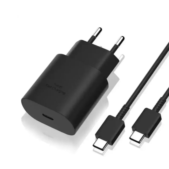 USB C gyorstöltő iPhone 15 / 15 Pro / 15 Pro Max készülékhez, Super FastCharge 25 W, kompatibilis, fekete