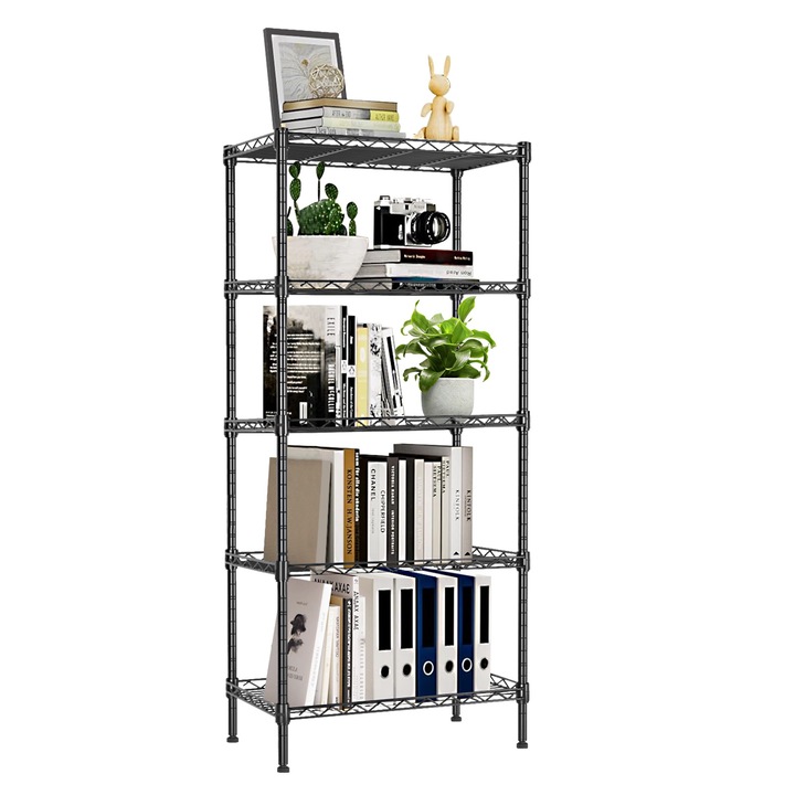 Uptyia fémpolc, 5 szintes, fekete, 44x29x129cm