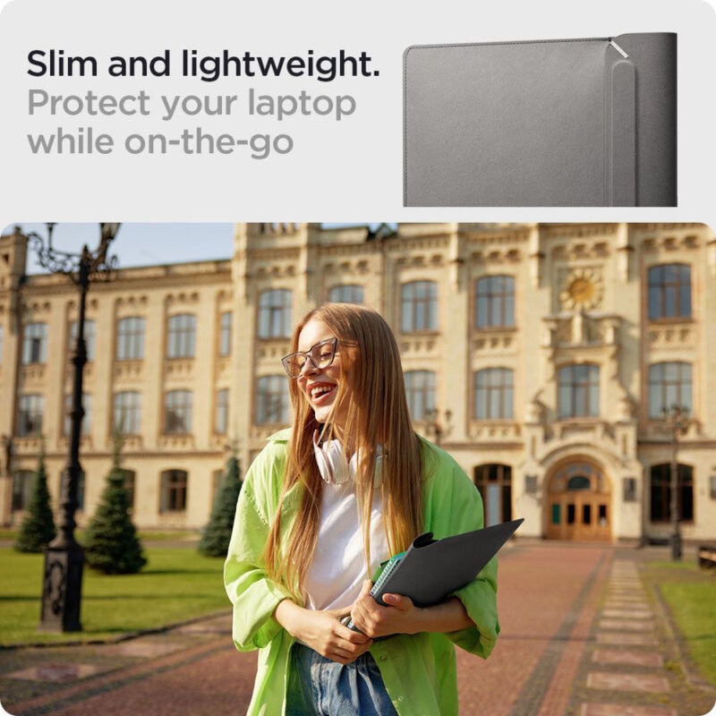 Mapa pentru protectie laptop, diagonala maxima 16", Valentinus Sleeve, inchidere magnetica, piele ecologica, Gri