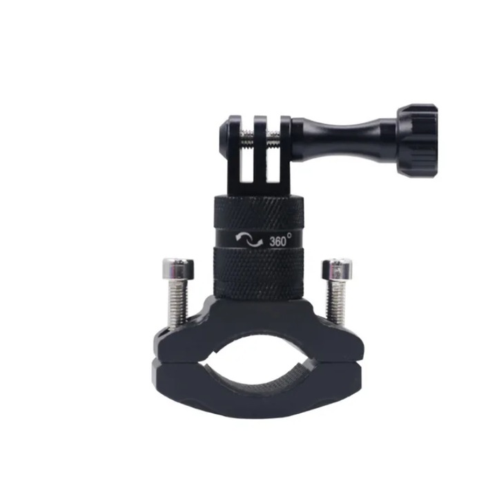 Въртяща се скоба, стойка за кормило, велосипед/мотоциклет, за камери GoPro, insta360, SJcam, DJI Action, телефони, универсален, CNC алуминий (360 градуса)