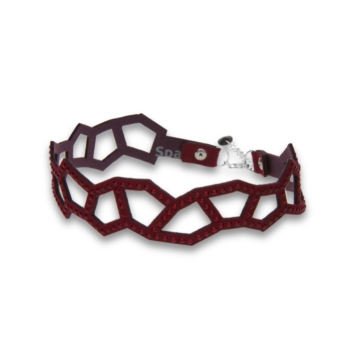 Choker dama, Spark, Argint, 36 cm, Visiniu inchis