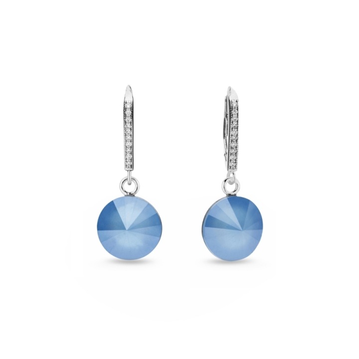 Cercei Spark, argint 925, cristale Summer Blue, 3.2 cm
