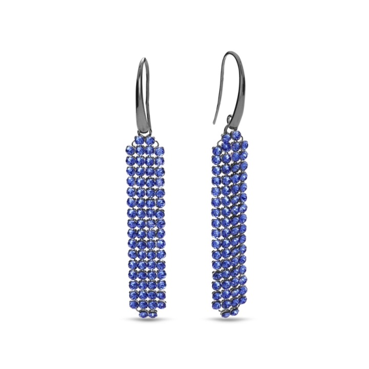 Cercei Spark, argint 925, cristale Sapphire, 7.5cm