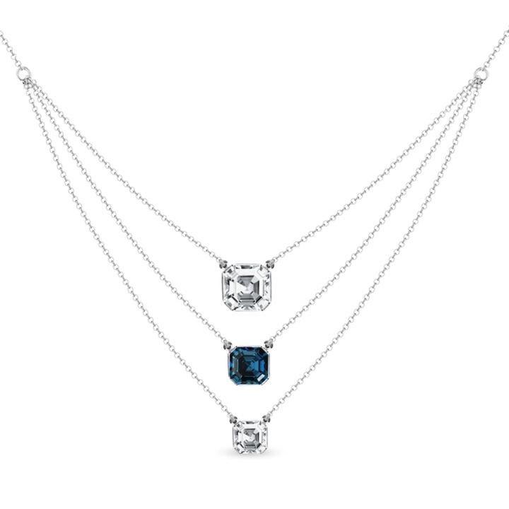 Colier dama, Spark, Argint/Cristal, Argintiu/Albastru