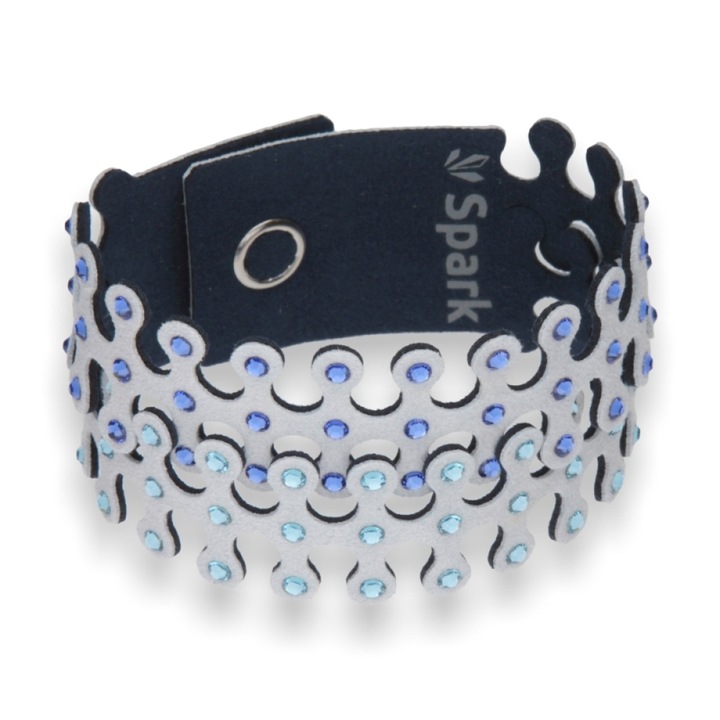 Bratara dama, Spark, Cristale/Textil, 18.5cm, Albastru/Gri