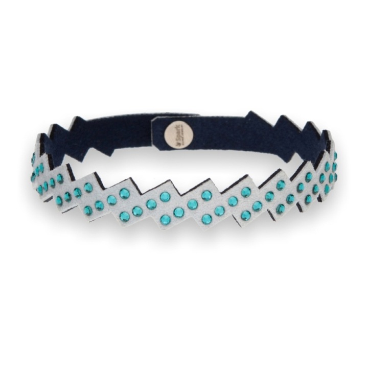 Bratara dama, Spark, Cristale/Textil, 17cm, Gri