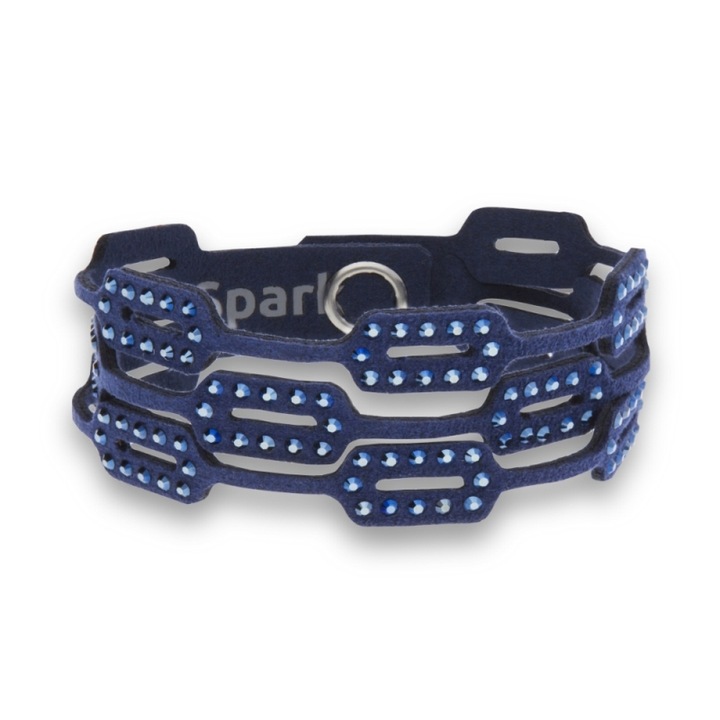 Bratara dama, Spark, Cristale/Textil, 18cm, Albastru