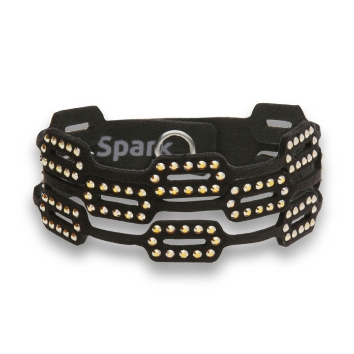 Bratara dama, Spark, Cristale/Textil, 18cm, Negru