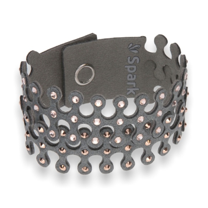 Bratara dama, Spark, Cristale/Textil, 17.5cm, Gri