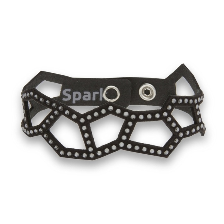 Bratara dama, Spark, Cristale/Textil, 19cm, Negru