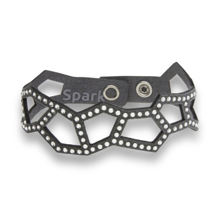 Bratara dama, Spark, Cristale/Textil, 17.5cm, Gri