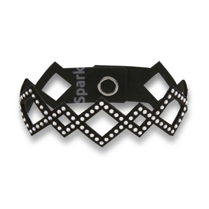 Bratara dama, Spark, Cristale/Textil, 18.5cm, Negru