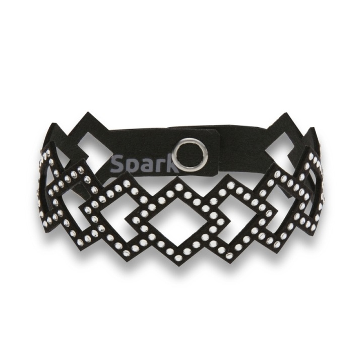 Bratara dama, Spark, Cristale/Textil, 18.5cm, Negru