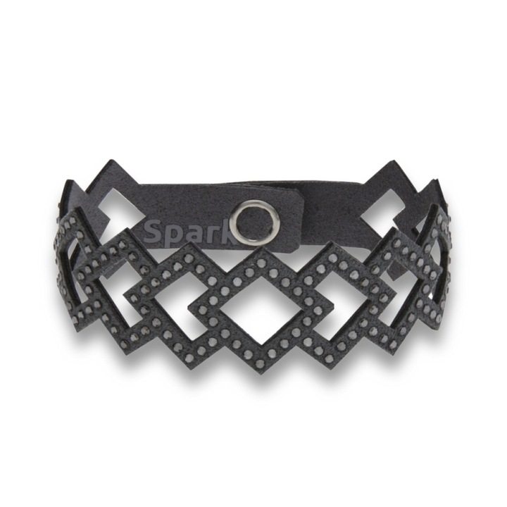 Bratara dama, Spark, Cristale/Textil, 18.5cm, Gri