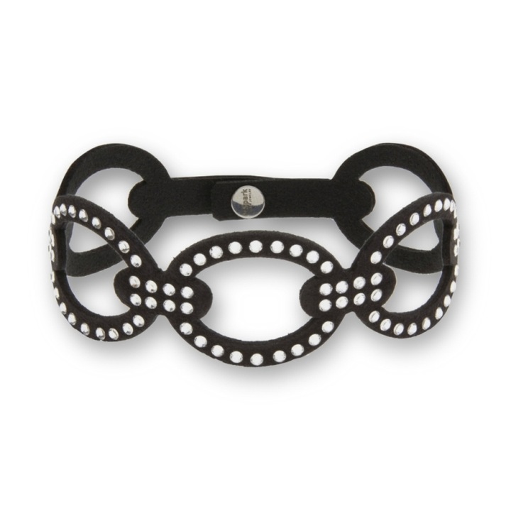 Bratara dama, Spark, Cristale/Textil, 17cm, Negru