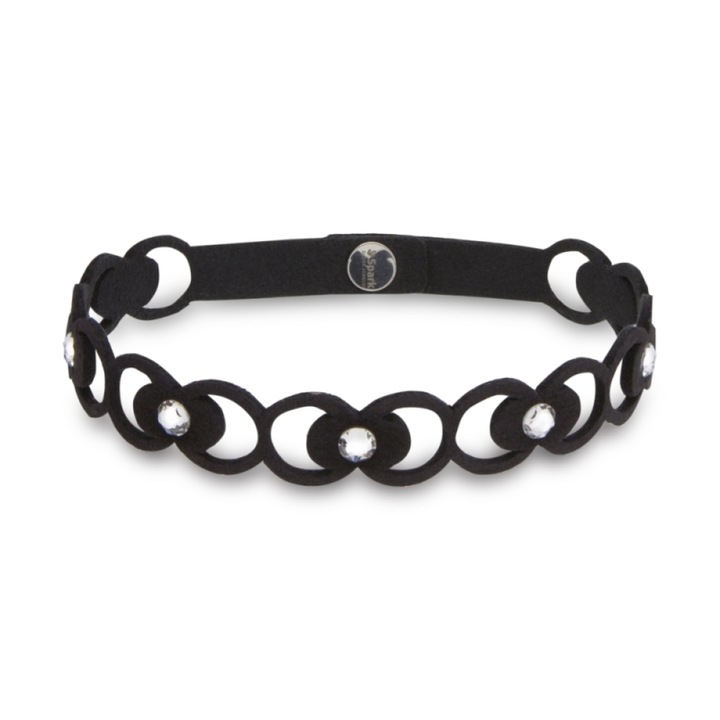 Bratara dama, Spark, Cristale/Textil, 17.5cm, Negru