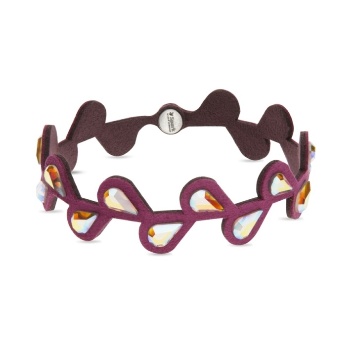 Bratara dama, Spark, Cristale/Textil, 17.5cm, Roz