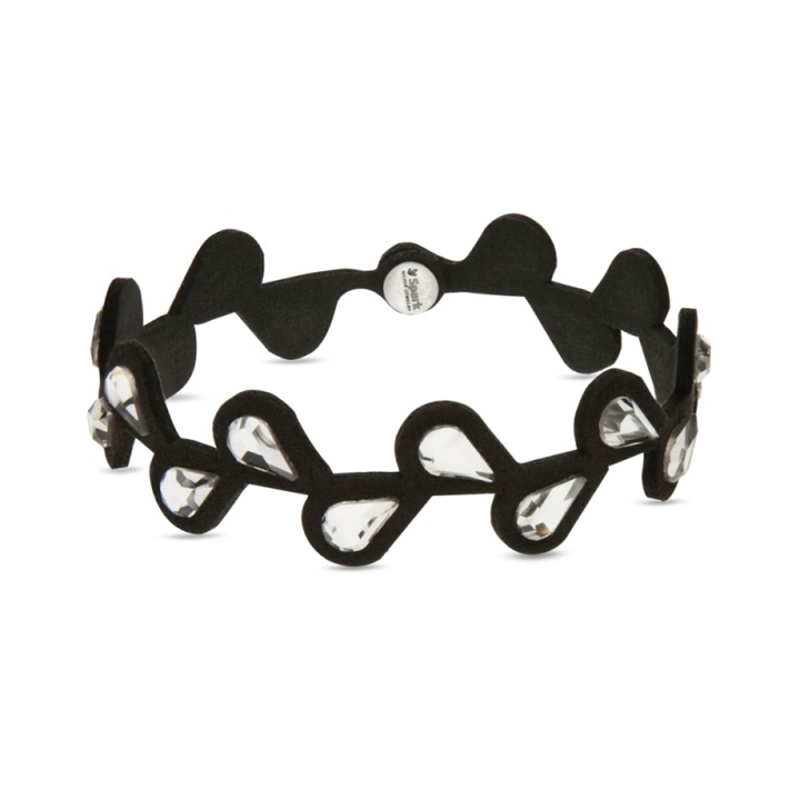 Bratara dama, Spark, Cristale/Textil, 17.5cm, Negru