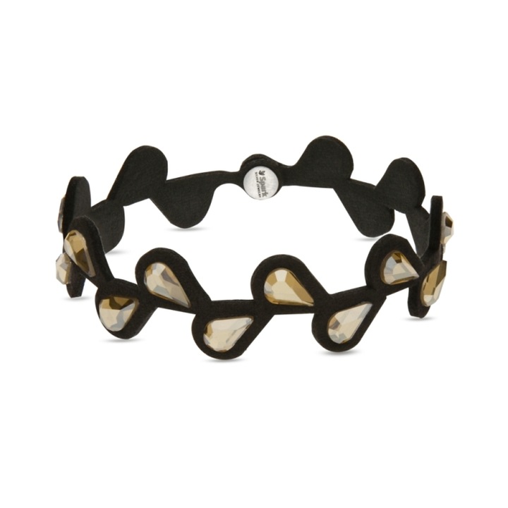 Bratara dama, Spark, Cristale/Textil, 17.5cm, Negru