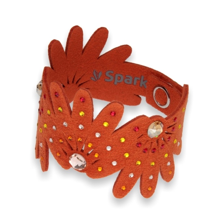 Bratara dama, Spark, Cristale/Textil, 18.5cm, Portocaliu