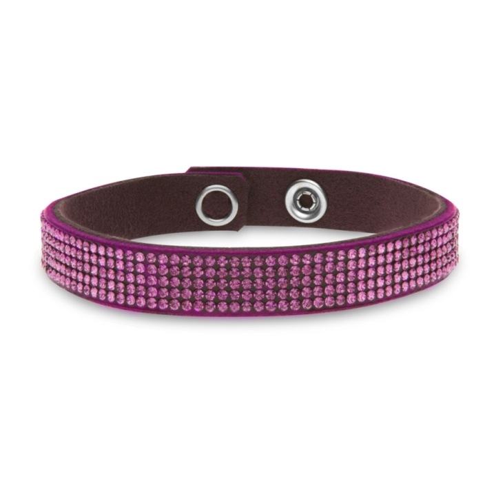 Bratara dama, Spark, Cristale/Textil, 17.5cm, Roz