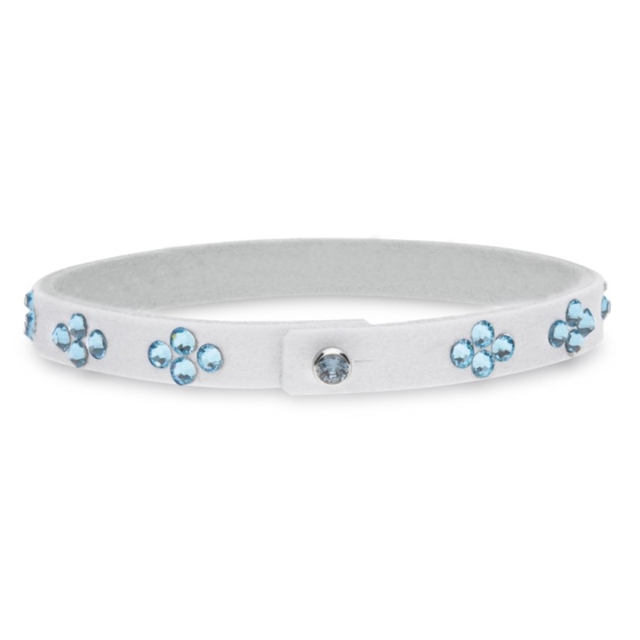 Bratara dama, Spark, Cristale/Textil, 18cm, Albastru/Alb