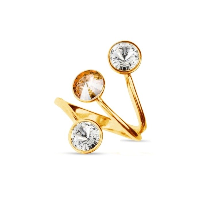 Inel Spark Rotundus Gold, argint, cristale, auriu, reglabil