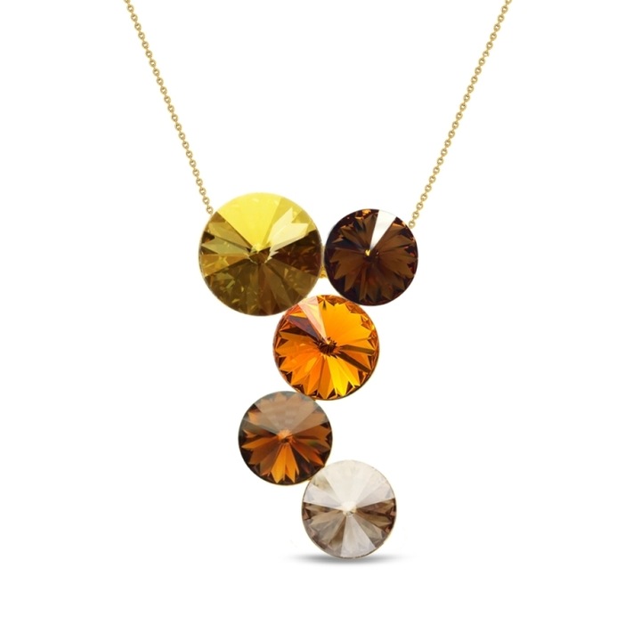 Colier Spark Lollipop, argint placat cu aur, cristale multicolor, 47cm