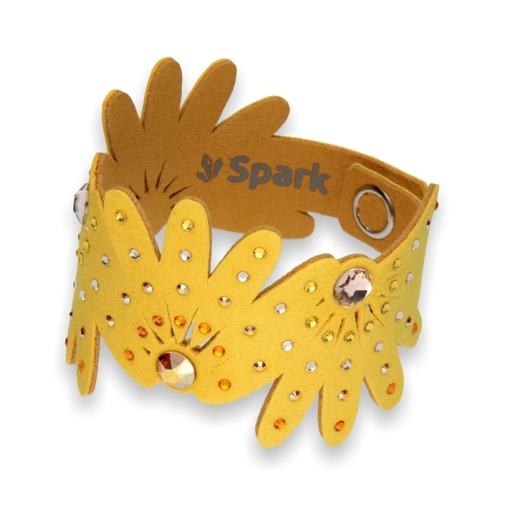 Bratara Spark Daisy Yellow, Textil, Alcantara galbena, cristale multicolor, 18.5x4.8cm