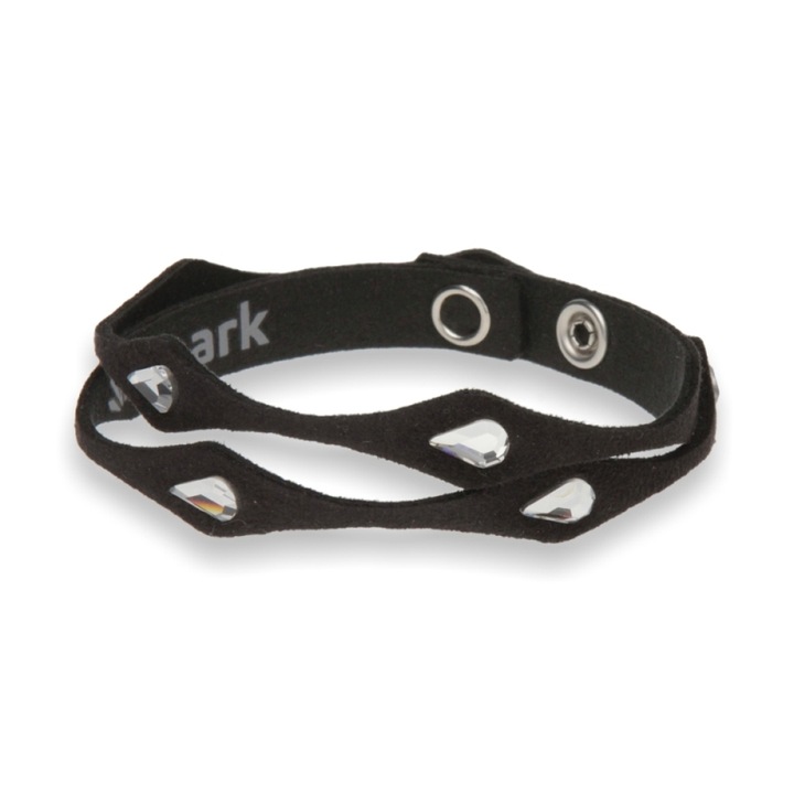 Bratara Spark Teardrop, cristale, Textil Alcantara, neagra, 35.5/37cm