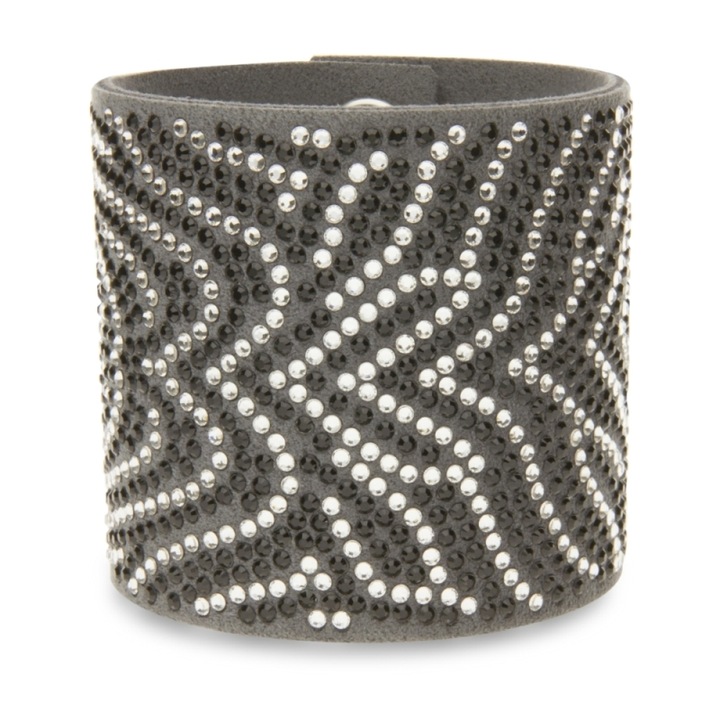 Bratara Spark Zebra Big, Textil, Alcantara gri, cristale, 18.5x5.8cm