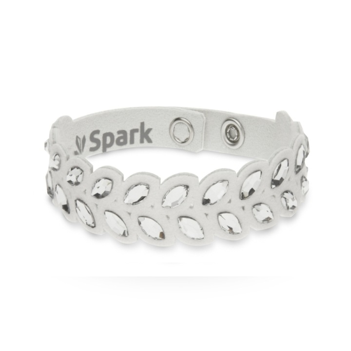 Bratara Spark Espiga, Textil, Alcantara alba, cristale, 17/18.5x1.6cm