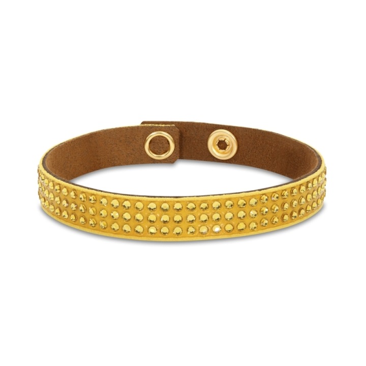 Bratara Spark, Textil, Alcantara galbena, cristale Light Topaz, 17/18.5x1cm