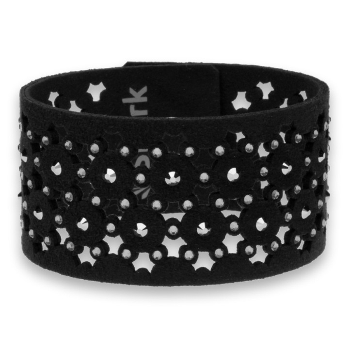 Bratara Spark Terni, Textil, Alcantara neagra, cristale Silver Night, 18.5x3.3cm