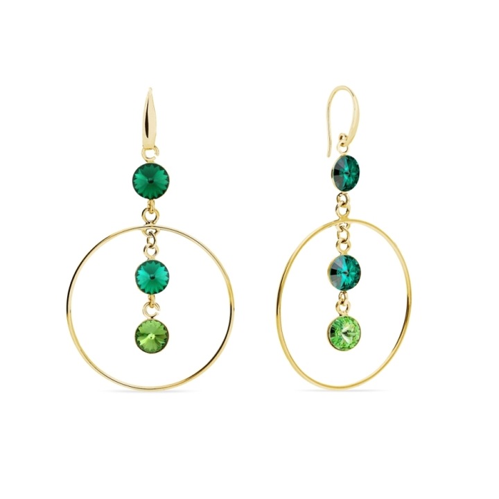 Cercei dama, Spark Circlet, argint placat cu aur, cristale multicolor, 5.7cm