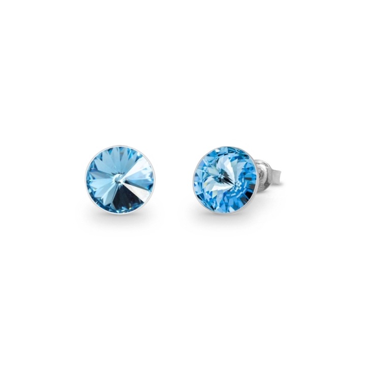 Cercei dama, Spark Sweet Candy Studs, cristale Aquamarine, argint 925, 0.8cm