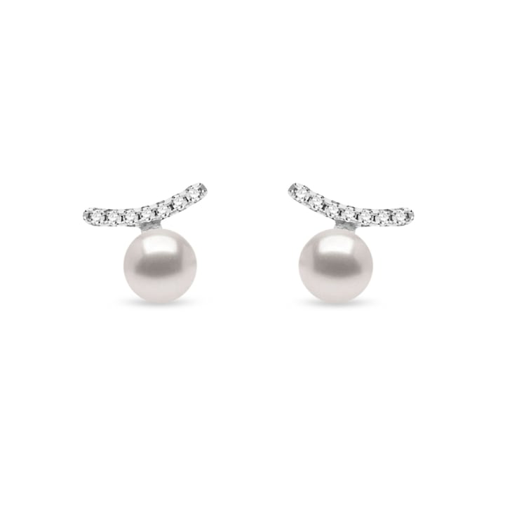 Cercei Tender, Spark, perle cristal, argint 925, alb, 0.5cm