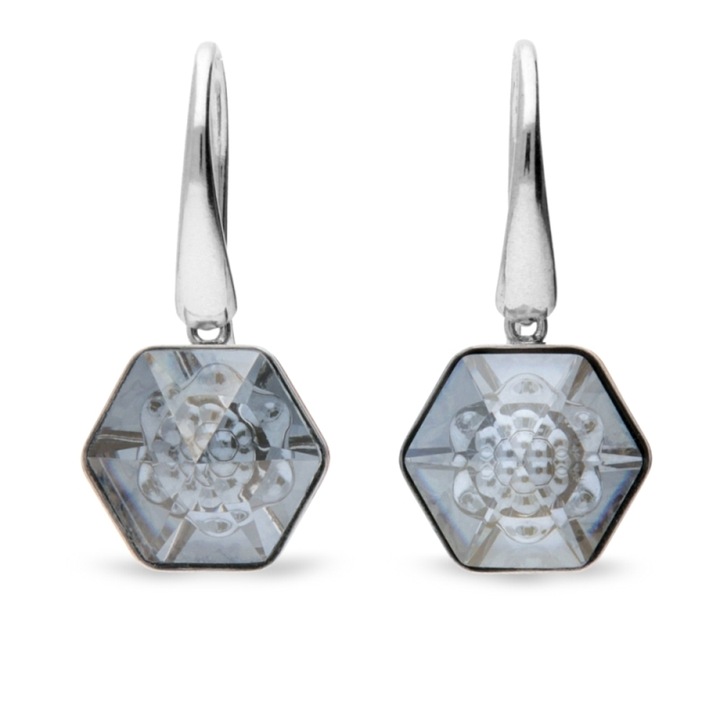 Cercei Honeycomb, Spark, argint 925, cristale Blue Shade, 3cm