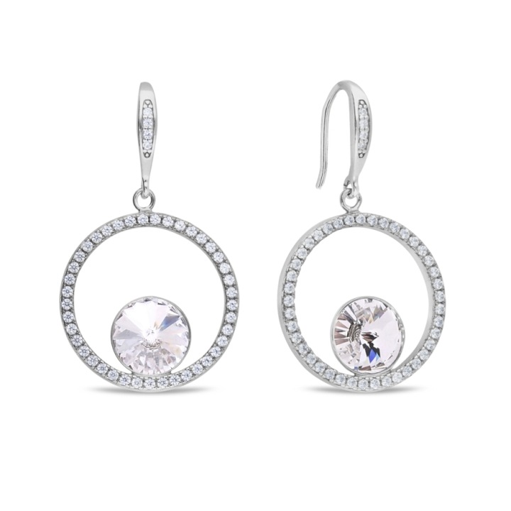 Cercei Spark Orbita, argint 925, cristale, 3.9cm