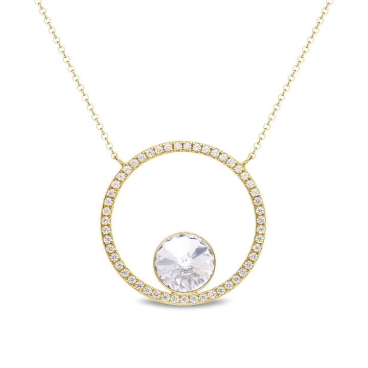 Colier Spark Orbita, argint placat cu aur, cristale, 47cm