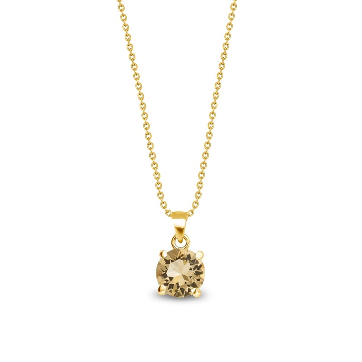 Colier Spark Ronda, cristale austriece light colorado topaz, placat cu aur, 47cm
