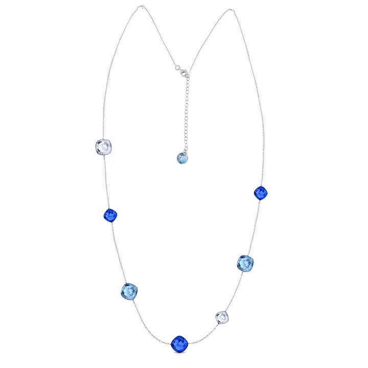 Colier dama, Spark, Fantasy, argint 925/Cristale, Albastru, 68cm