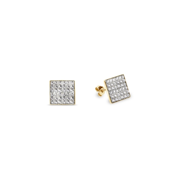 Cercei dama, Spark, Kingdom Studs, Argint placat cu aur/Cristale, 1cm
