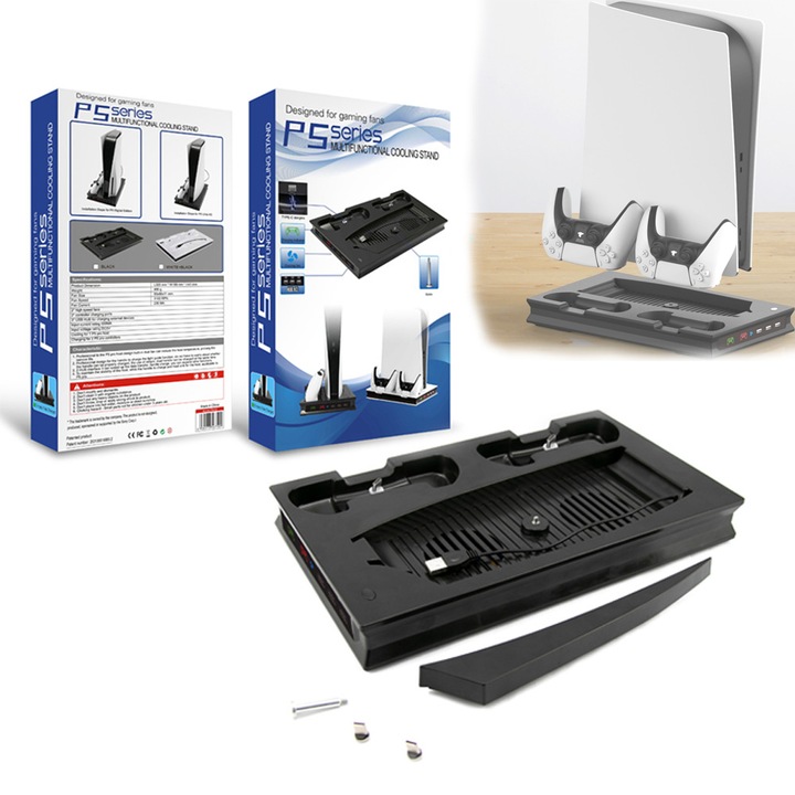 Stand racire vertical, multifunctional, statie cu 2 porturi incarcare controllere