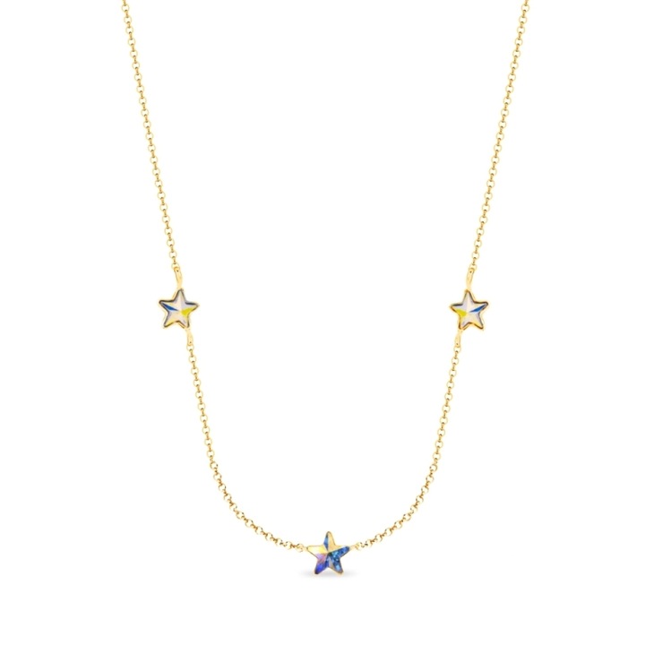 Colier dama, Spark, Astral, Argint placat cu aur/Cristale Aurora Borealis, Auriu, 44cm