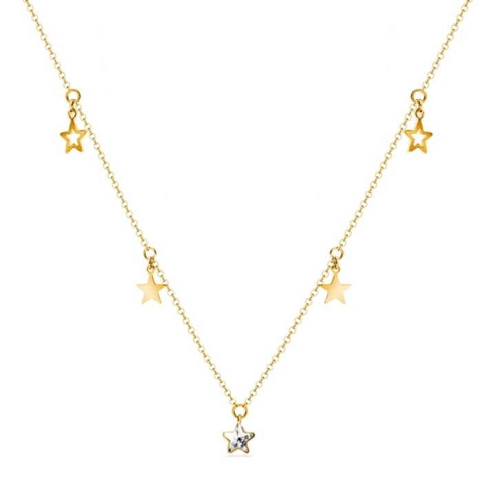 Colier dama, Spark, Starlit, argint placat cu aur, cristale, Auriu, 57cm