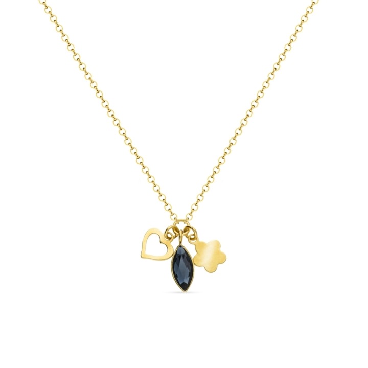 Colier dama, Spark, Serenity, Argint placat cu aur, cristale Graphite, Auriu, 45cm