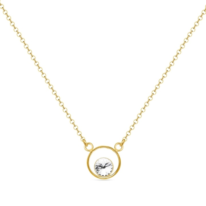 Colier dama, Spark, Fame, Argint placat cu aur, cristale, Auriu, 44cm