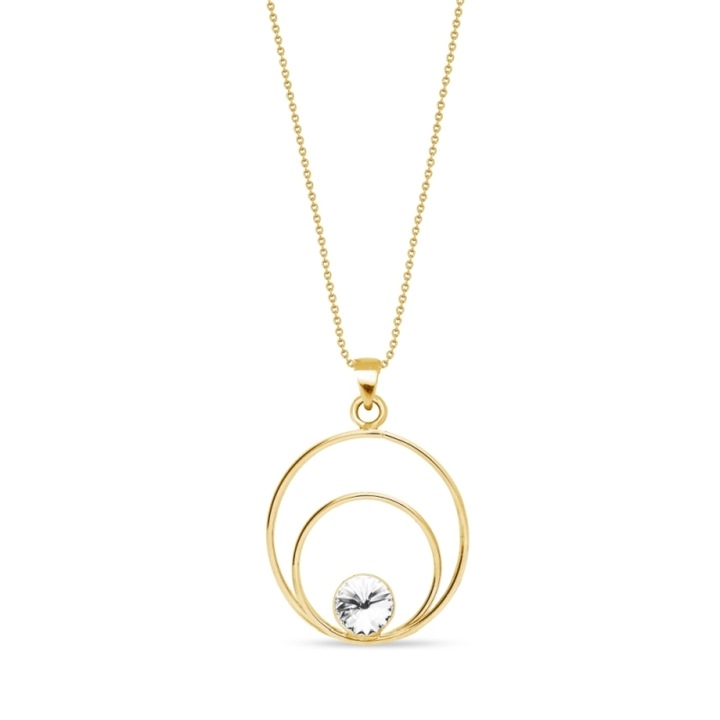 Colier dama, Spark, Glory Crystal Gold, Argint placat cu aur, cristale, Auriu, 47cm