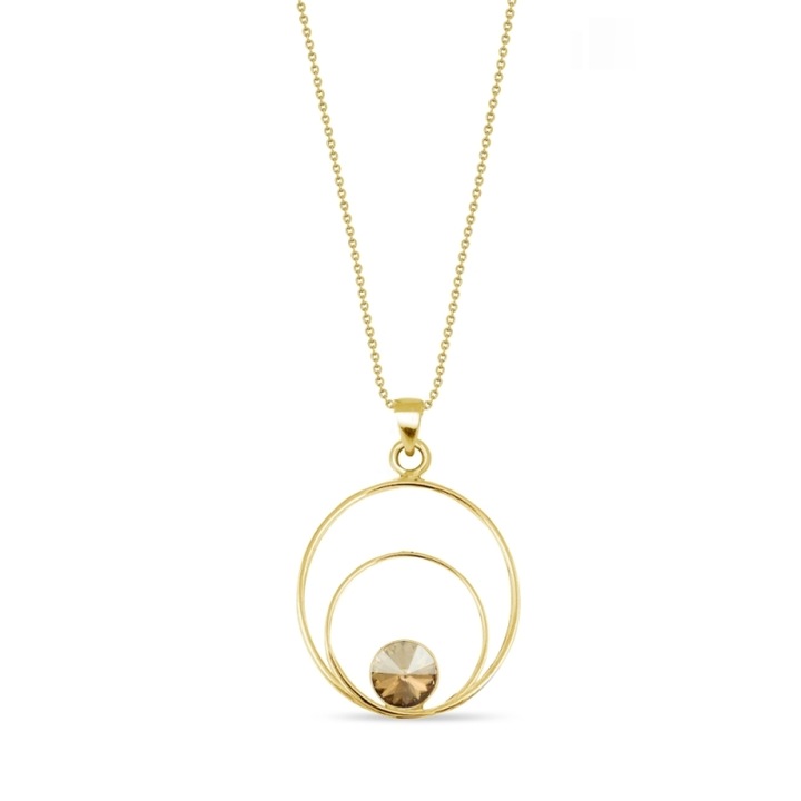 Colier dama, Spark, Argint placat cu aur, cristale Golden Shadow, Auriu, 47cm